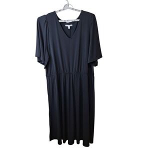 Girl With Curves Tall Knit Midi Dress with Flutter Sleeve Size 3XT Black Pockets